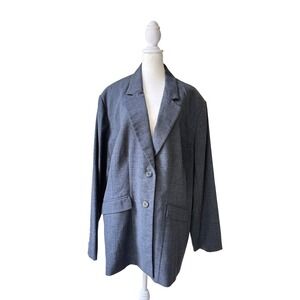 Sejour Women's 24W Gray Blazer Jacket 2 Button Long Sleeve Lined Workwear Career